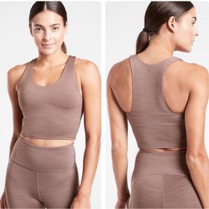 Athleta Ultimate Space Dye Crop Smoked Almond Brown Small Gym Yoga Workout